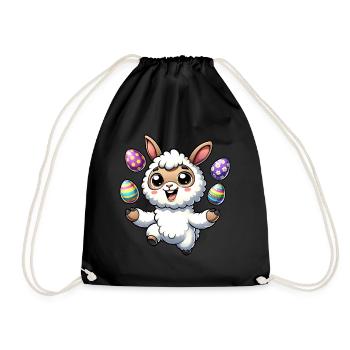 Easter Llama Juggling Easter Egg Juggling - Drawstring Bag - black - Front