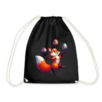 Ostern Fuchs Jongleur mit Eiern - Turnbeutel - Schwarz - Vorne