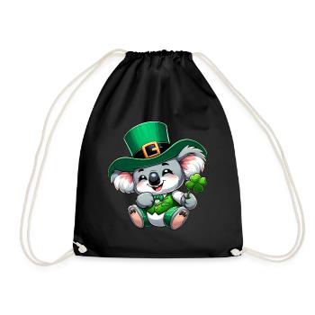 St. Patricks Day Koala Cartoon - Turnbeutel - Schwarz - Vorne