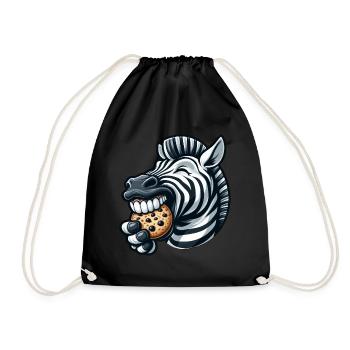 Süßes Zebra mit Keks Cartoon Illustration - Turnbeutel - Schwarz - Vorne
