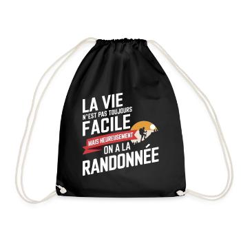 Life is not always easy, hiking - Drawstring Bag - black - Front
