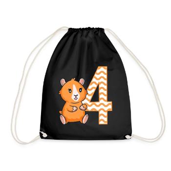 4ème anniversaire Cochon d’Inde Fille de 4 ans - Sac de sport léger - noir - Devant