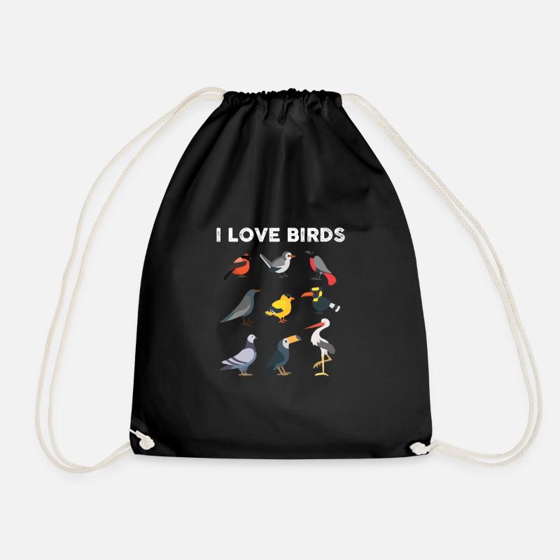 J'aime ornithologue oiseaux - Sac de sport léger - noir