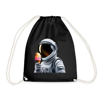Waffle Ice Cream Astronaut - Drawstring Bag - black - Front