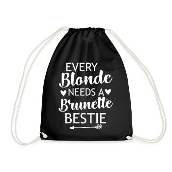 Every Blonde Needs A Brunette Beast - Girlfriends - Drawstring Bag - black - Front