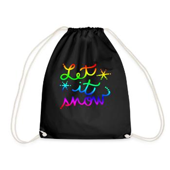Let it snow snowfall gift idea winter - Drawstring Bag - black - Front