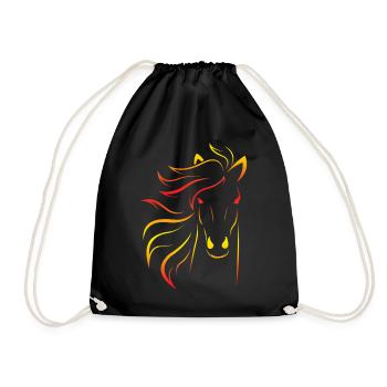 Reitpony, Schimmel, Schimmelchen, Stute - Turnbeutel - Schwarz - Vorne
