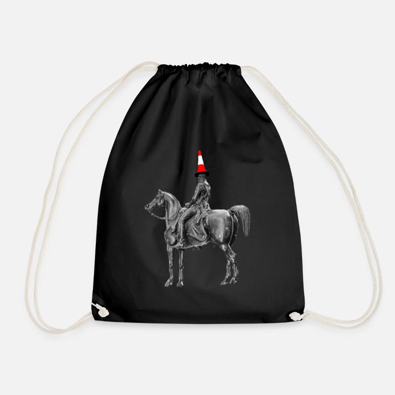 The Glasgow Horse and Traffic Cone Statue - Drawstring Bag - black