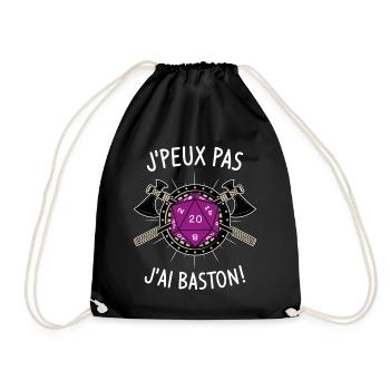J'peux pas j'ai baston ! - Sac de sport léger - noir - Devant