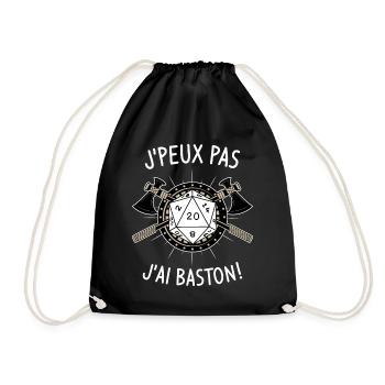 J'peux pas j'ai baston ! - Sac de sport léger - noir - Devant