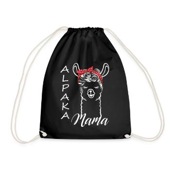 Alpaka Mama 60er Look - Turnbeutel - Schwarz - Vorne