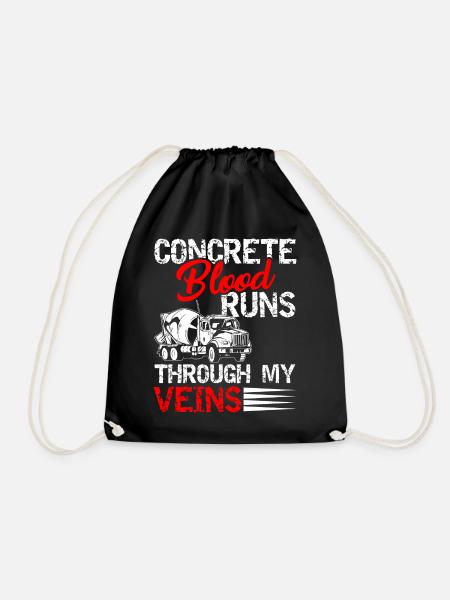 Runs Through My Veins Concrete Finisher Gift - Drawstring Bag - black