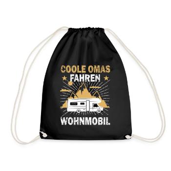Grandma camps in camper camping camper caravan - Drawstring Bag - black - Front