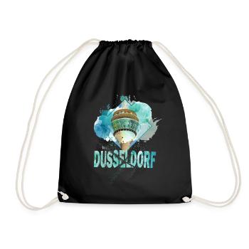 Dusseldorf Germany City Skyline Splash Colorful - Drawstring Bag - black - Front