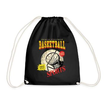 Basketball Basketballer Korb Sport Vintage Retro - Turnbeutel - Schwarz - Vorne
