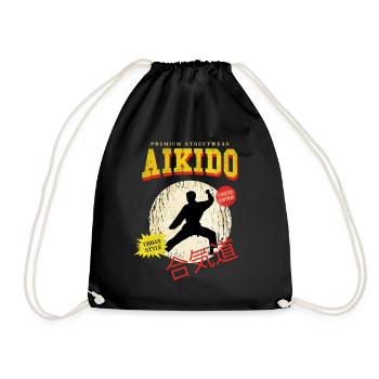 Aikido Martial Arts Martial Arts Fighter Vintage Retro - Drawstring Bag - black - Front