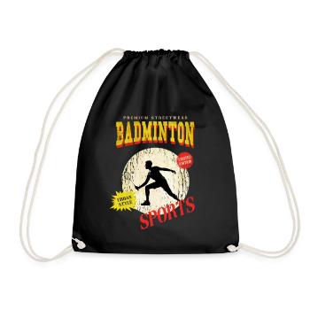 Badminton Federball Sport Spieler Vintage Retro - Turnbeutel - Schwarz - Vorne