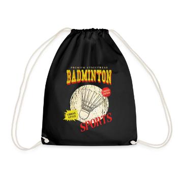 Badminton Federball Sport Spieler Vintage Retro - Turnbeutel - Schwarz - Vorne