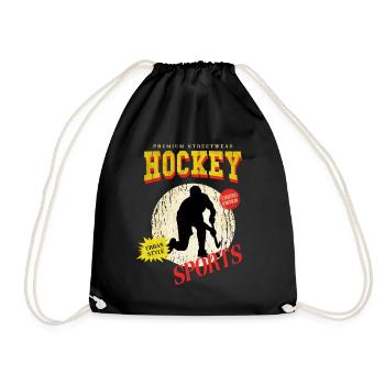 Hockey Field Hockey Player Sports Fan Vintage Retro - Drawstring Bag - black - Front