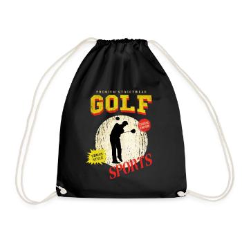 Golf Golf Golfer Sport Hobby Club Vintage - Drawstring Bag - black - Front