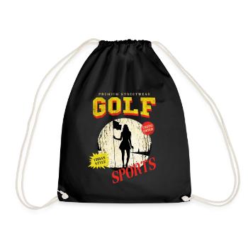 Golf Golfing Golfer Sport Hobby Club Vintage - Drawstring Bag - black - Front