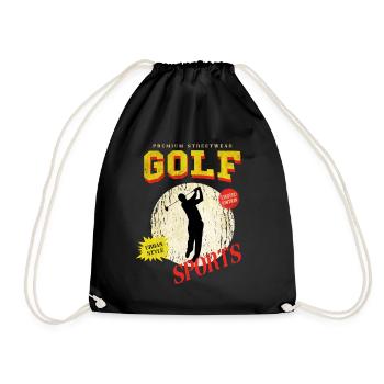 Golf Golfing Golfers Sports Hobby Club Vintage - Drawstring Bag - black - Front