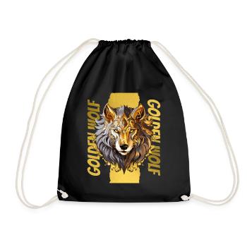 Wolf Wolf’s Head Gold Nature Wilderness Adventure Art - Sac de sport léger - noir - Devant