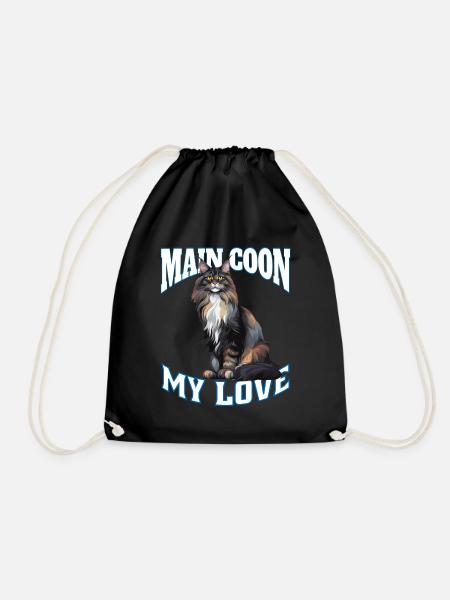 Maine Coon Elegance ; Exclusive Cat Design - Drawstring Bag - black
