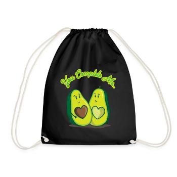 Avocado Love - You Complete Me - Couple Love - Drawstring Bag - black - Front
