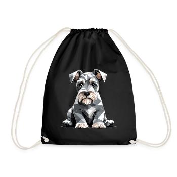 Miniatur-Schnauzer-Hund geometrisch im Vektor - Turnbeutel - Schwarz - Vorne