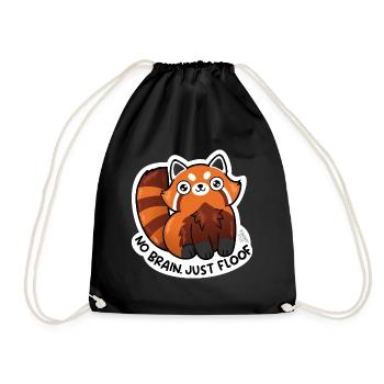 Roter Panda, No Brain just Floof - Turnbeutel - Schwarz - Vorne
