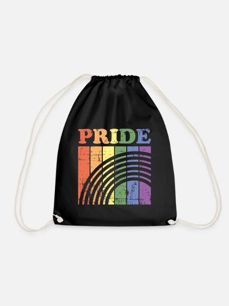 Vintage Gay Lesbian Rainbow LGBT - Drawstring Bag - black