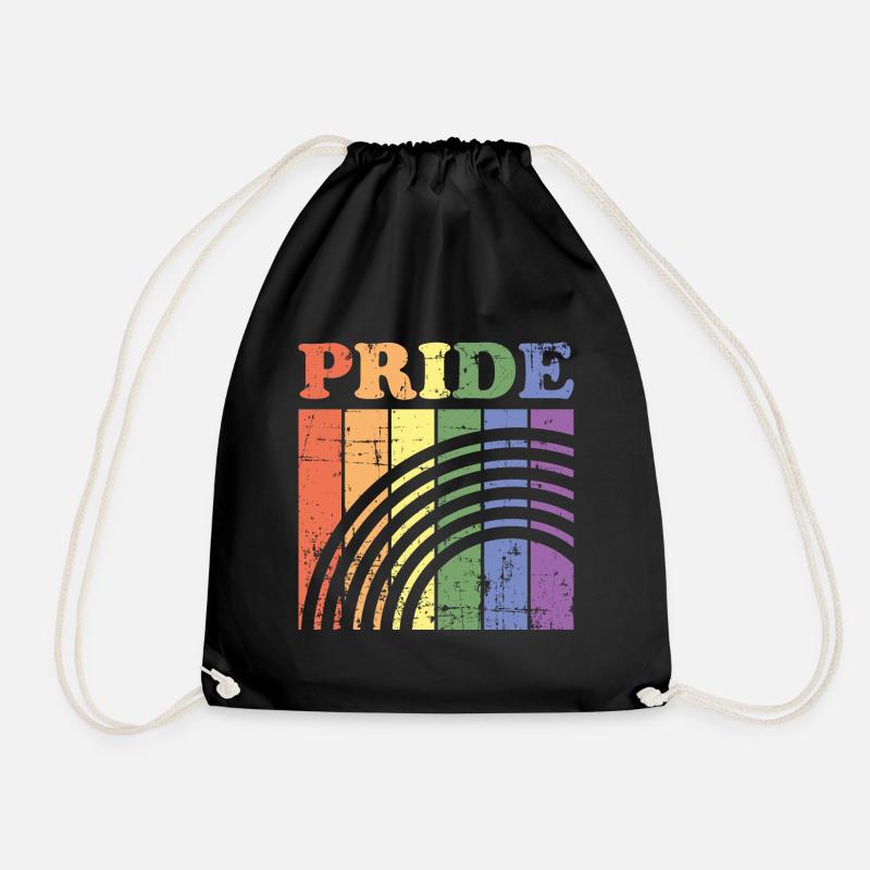 Vintage Schwul Lesbisch Regenbogen LGBT - Turnbeutel - Schwarz