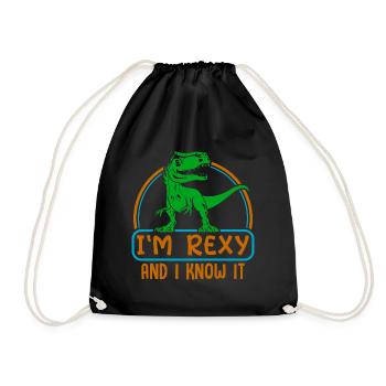 At Rexy and i know it - cool T-Rex - Drawstring Bag - black - Front