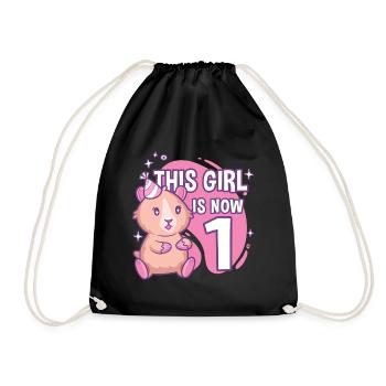 1er anniversaire Cochon d’Inde Fille 1 an - Sac de sport léger - noir - Devant