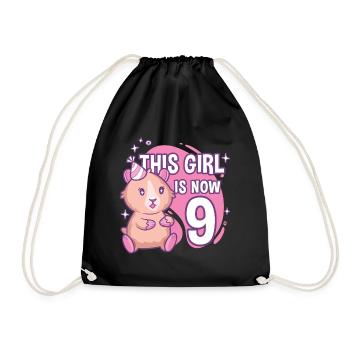 9ème anniversaire Cochon d’Inde Fille de 9 ans - Sac de sport léger - noir - Devant