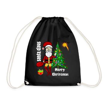 Merry Christmas St. Nicholas under Christmas tree - Drawstring Bag - black - Front