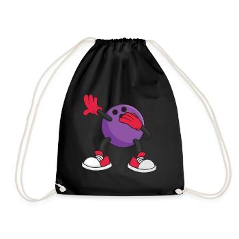 Bowling Ball cartoon figure Design for a Bowling - Turnbeutel - Schwarz - Vorne