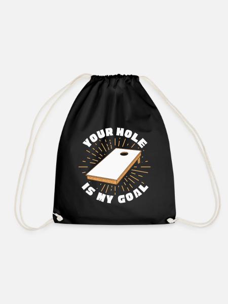 Your Hole Is My Goal Baggo Cornhole - Drawstring Bag - black