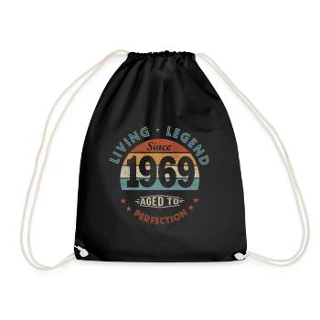 legend since 1969 Born in 1969 birthday 52 years - Drawstring Bag - black - Front