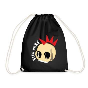 Viva Punk Totenkopf Skull Schädel - Turnbeutel - Schwarz - Vorne