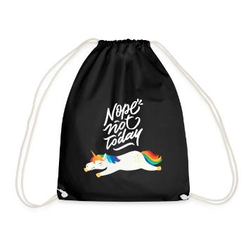 Nope Not Today - Lazy Chill Unicorn - Drawstring Bag - black - Front