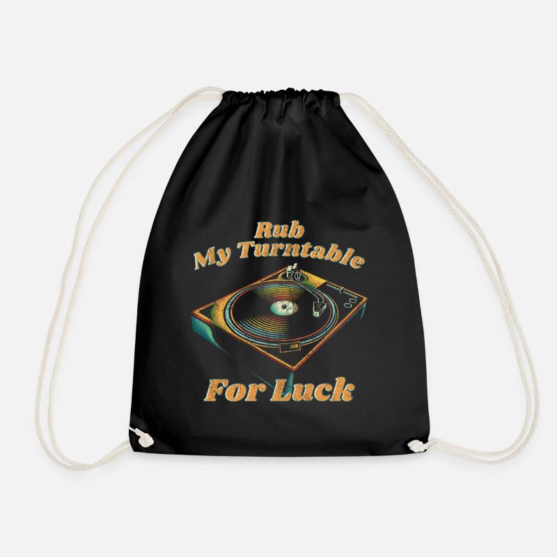 Retro Turntable Vinyl Vintage - Drawstring Bag - black