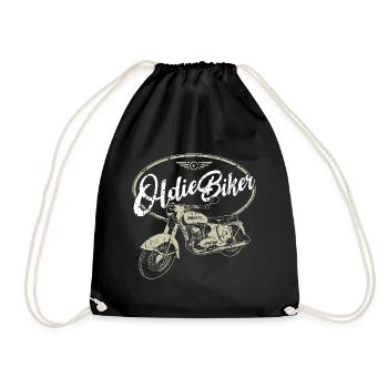 Oldtimer Motorrad - Oldie Biker - Turnbeutel - Schwarz - Vorne