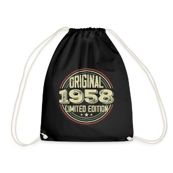 1958 Birthday Parties, A Legendary Vintage - Drawstring Bag - black - Front