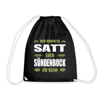 Wir Haben Es Satt Euer Sündenbock Zu Sein Landwirt - Turnbeutel - Schwarz - Vorne