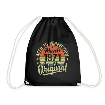 Rétro Mars 1971 Cadeau Mars 1971 Né en Mars 1971 - Sac de sport léger - noir - Devant