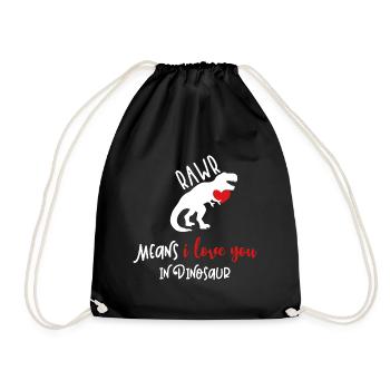 Rawr means I love you in dinosaur Valentine's Day Ges - Drawstring Bag - black - Front