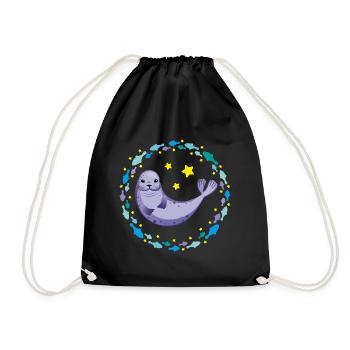 Funny seal funny seal - Drawstring Bag - black - Front