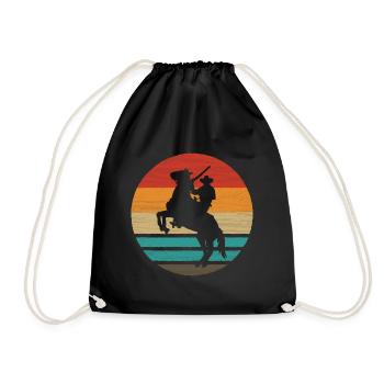 Cowboy Horse Pesade Retro Style Vintage - Drawstring Bag - black - Front